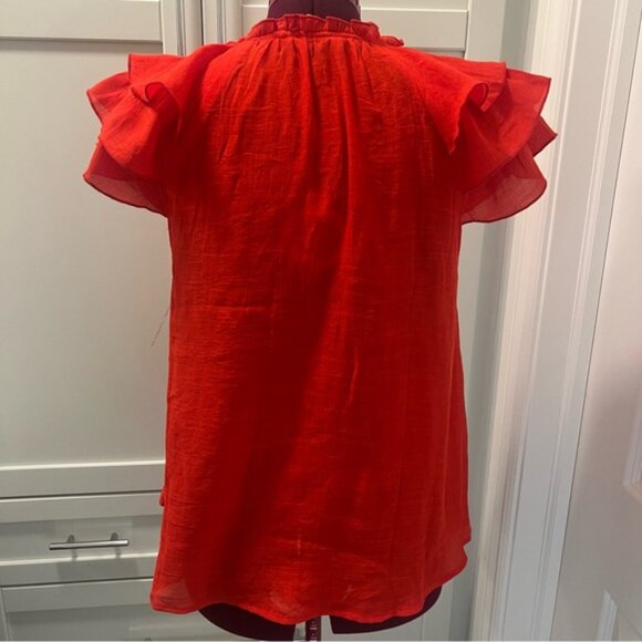 NWT NANETTE LEPORE Red Rayon Blend Blouse Hot Coral Size Small - Picture 10 of 13